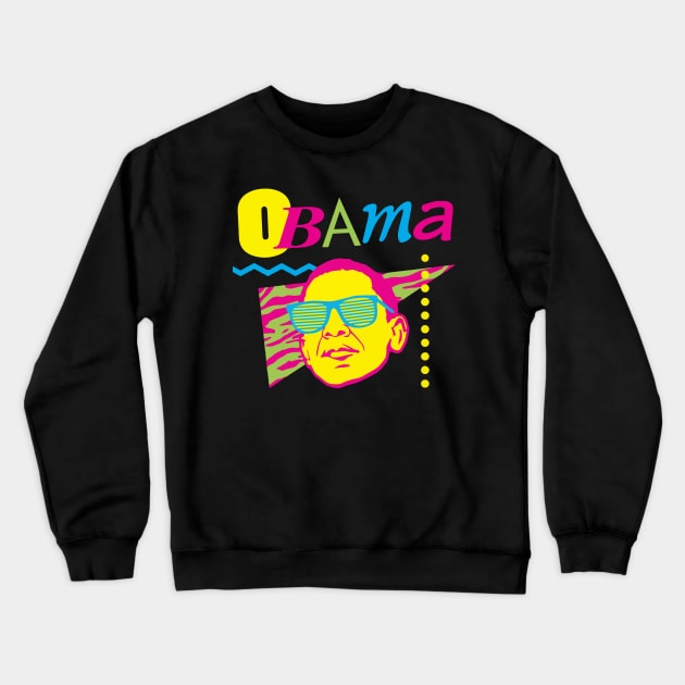 Obama - 80s Crewneck Sweatshirt by TheAnchovyman